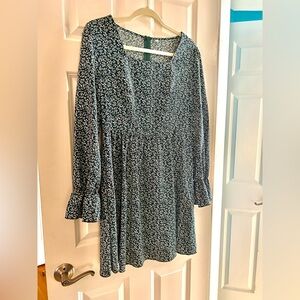 Forest green micro floral boutique dress